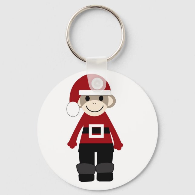 Santa Sock Monkey Schlüsselanhänger (Vorderseite)