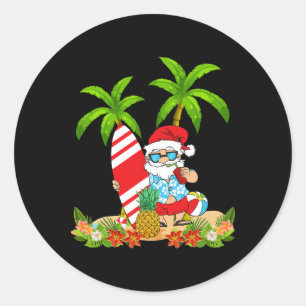 Santa Sommer Surfen Weihnachten im Juli Strandferi Runder Aufkleber