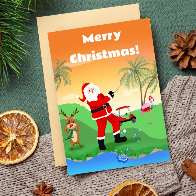 Santa Spielen in Florida Golf Karte (A great funny Christmas card to send to a golfer!)