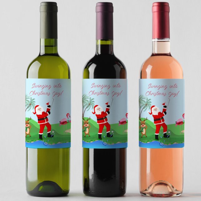Santa Spielen mit Martini-Party Weinetikett (A great wine gift idea for a holiday party.)