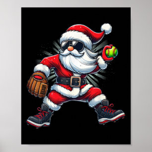 Santa spielen Softball als Tcher Jungs Kinder Teen Poster