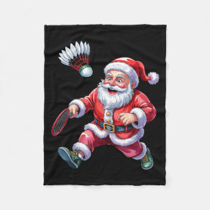 Santa spielt Badminton Lustige Weihnachten Sport L Fleecedecke