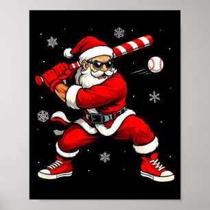 Santa spielt Baseball Xmas Lustiges Weihnachten Ba Poster