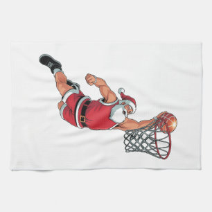 Santa spielt Basketball Weihnachten Sportliebhaber Geschirrtuch