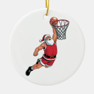 Santa spielt Basketball Weihnachten Sportliebhaber Keramik Ornament