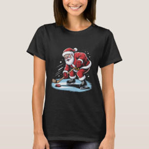 Santa spielt Eishockey Lustiges Weihnachten Winter T-Shirt