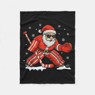 Santa spielt Eishockey-Torhüter Weihnachten Fleecedecke