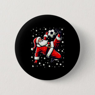 Santa spielt Fußball Fahrradtritt, Weihnachten Fra Button