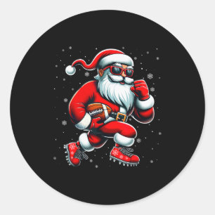 Santa spielt Fußball Männer Jungen Weihnachten Fuß Runder Aufkleber