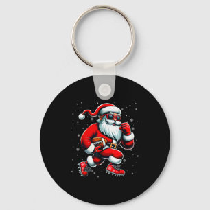 Santa spielt Fußball Männer Jungen Weihnachten Fuß Schlüsselanhänger