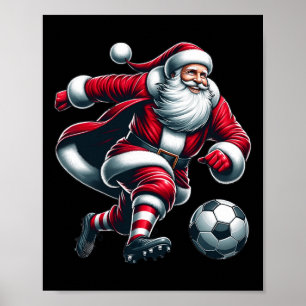Santa spielt Fußball Sport Weihnachten Frauen Männ Poster