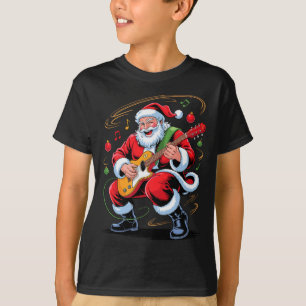 Santa spielt Gitarre Lustiger Feiertag Weihnachten T-Shirt