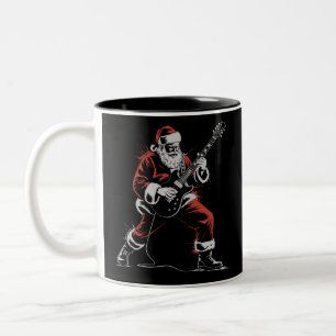 Santa spielt Gitarre Retro 90er Weihnachten Rock  Zweifarbige Tasse