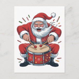 Santa spielt Schlagzeug Weihnachten Schlagzeuger X Ankündigungspostkarte