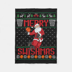Santa spielt Sketll hässlicher Weihnachtspullover  Fleecedecke