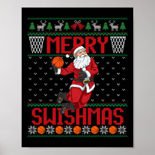 Santa spielt Sketll hässlicher Weihnachtspullover Poster