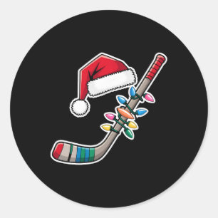 Santa Sport Weihnachten Männer Jungen Eishockeyspi Runder Aufkleber