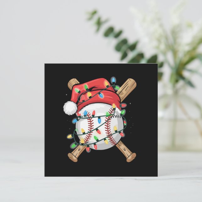 Santa Sports Christmas Baseball Player  Einladung (Stehend Vorderseite)