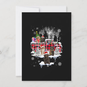 Santa Sproodle mit Kariertem Rot Pick Up Truck Chr Einladung