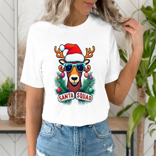 Santa Squad Cool Rentier mit Brille Weihnachten T-Shirt (Von Creator hochgeladen)