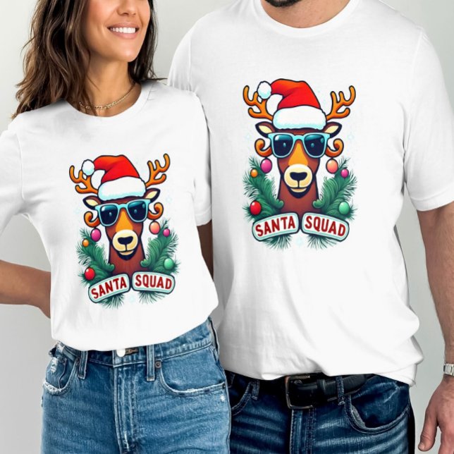 Santa Squad Cool Rentier mit Brille Weihnachten T-Shirt (Von Creator hochgeladen)