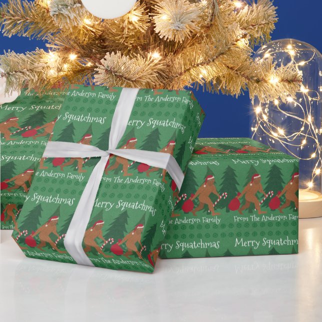 Santa Squatch Weihnachtsweihnachtsweihnachtsbaum F Geschenkpapier (Feiertage)