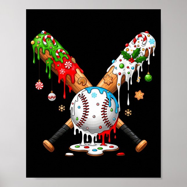 Santa Srts Design For Men Boys Christmas Baseball  Poster (Vorne)
