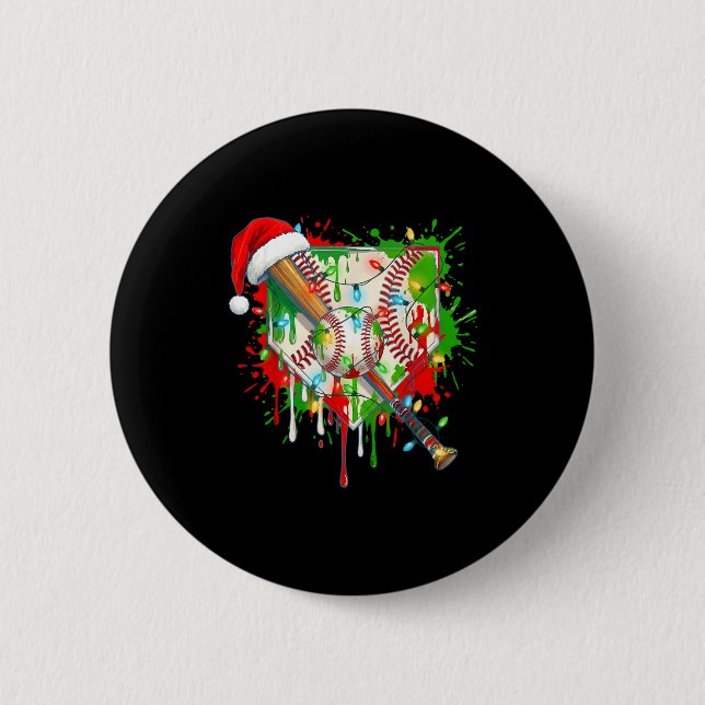 Santa Srts Ice Baseball Christmas Xmas Pajama Kid  Button (Vorderseite)