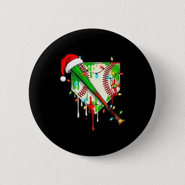 Santa Srts Ice Baseball Christmas Xmas Pajama Kid  Button (Vorderseite)