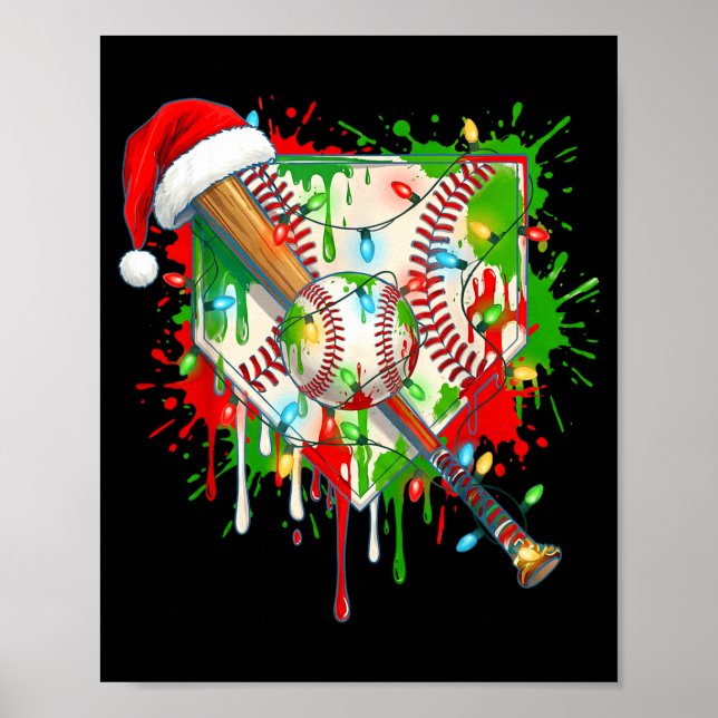 Santa Srts Ice Baseball Christmas Xmas Pajama Kid  Poster (Vorne)