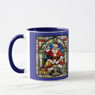 Santa Stained Glass Christmas Tasse