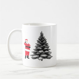 Santa standing near pine tree kaffeetasse