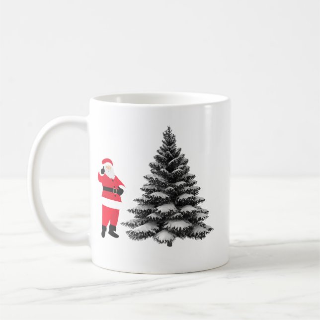 Santa standing near pine tree kaffeetasse (Links)