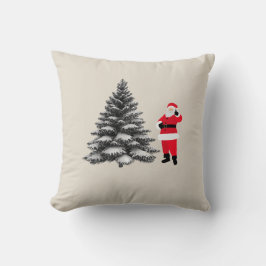 Santa standing near pine tree kissen