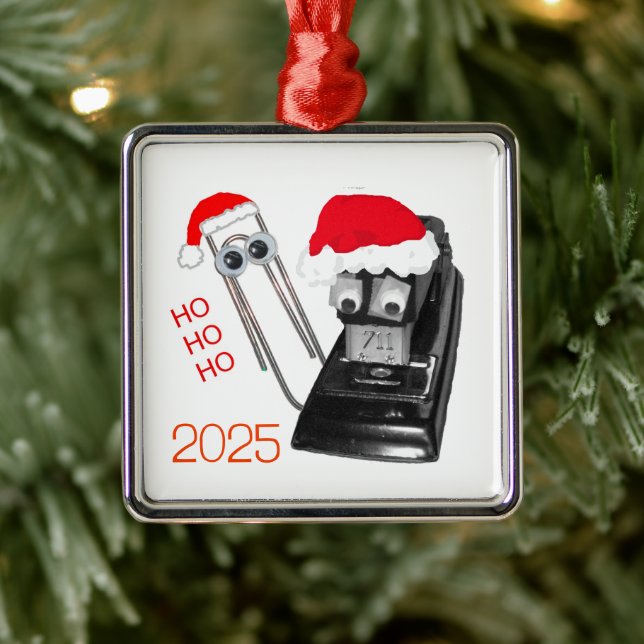 Santa Stapler Merry Christmas Ornament Aus Metall (Baum)