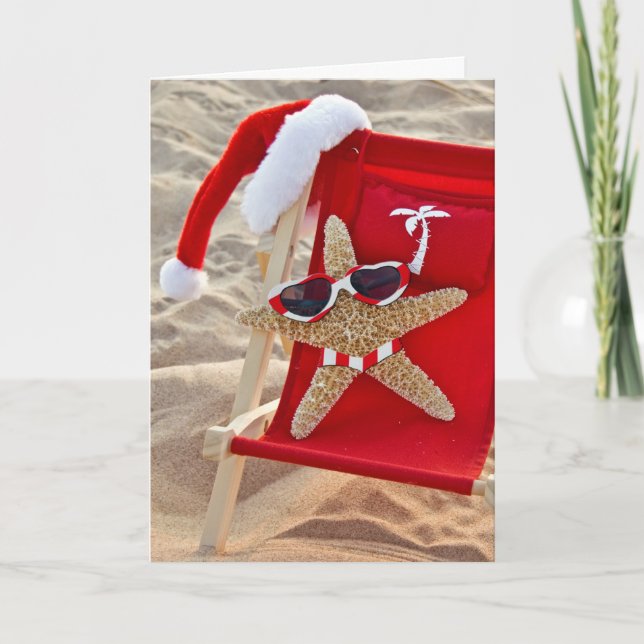 Santa Starfish mit Bikini Feiertagskarte (Vorderseite)