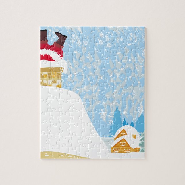 Santa steckt im Schornstein (Vertikal)