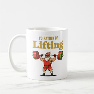 Santa stemmt Gewichte Kaffeetasse