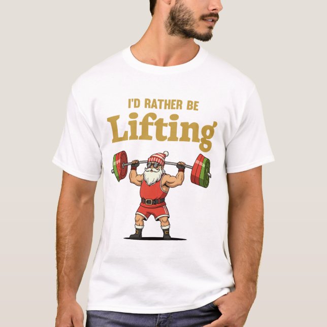 Santa stemmt Gewichte T-Shirt (Vorderseite)
