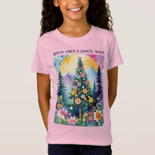 Santa Stimmung & Pastell-Himmelsblumen-Weihnachtsb T-Shirt