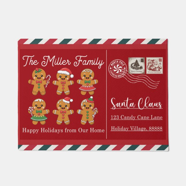 Santa Stop Here Christmas Doormat – Funny Festive  Fußmatte (Vorderseite)