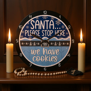 Santa Stopp hier Cookies Große Wanduhr