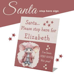 Santa Stopp hier geben Sie den Namen niedlich Maus Sockelschild