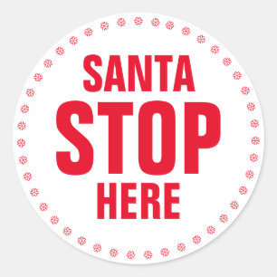 Santa Stopp Hier rot niedlich Runder Aufkleber