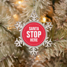 Santa Stopp Hier rot-weiß niedlich lustig
