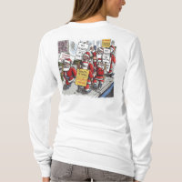 Santa Streik Frauen weißes Langarmshirt Rückenansi