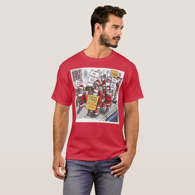 Santa-Streik-Männer Kardinalrot T-Shirt (Vorne ganz)
