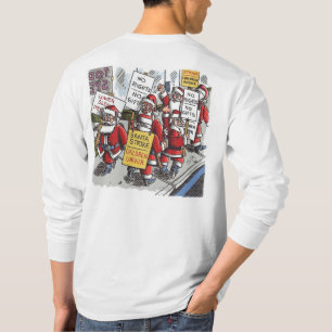 Santa Streik Männer weißes Langarmshirt Rückenansi T-Shirt