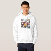 Santa Strike Herren Sweatshirt mit weißer Kapuze