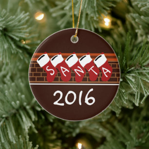 Santa Strümpfe Weihnachtsbaum Weihnachtsbaumschmuc Keramik Ornament